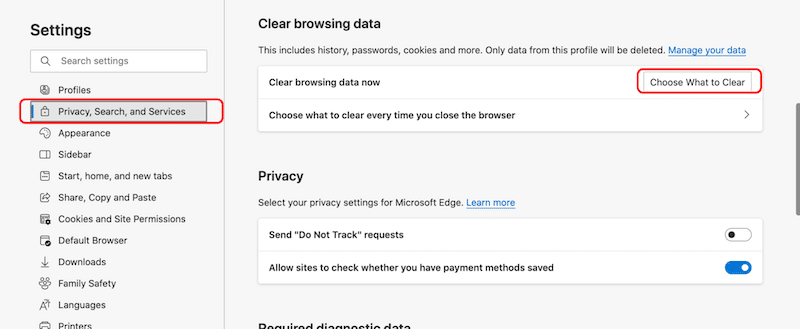 Caching avanzato dalle Impostazioni - Fonte: Microsoft Edge