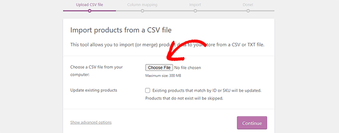 Importdatei auswählen Choose import file