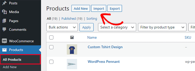 Produkte importieren Import products