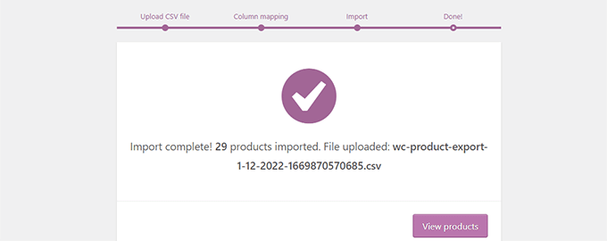 Produkte importiert Products imported