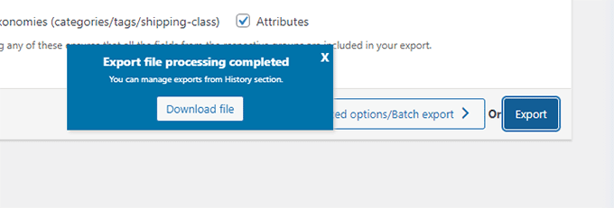 Exportdatei herunterladen Download export file