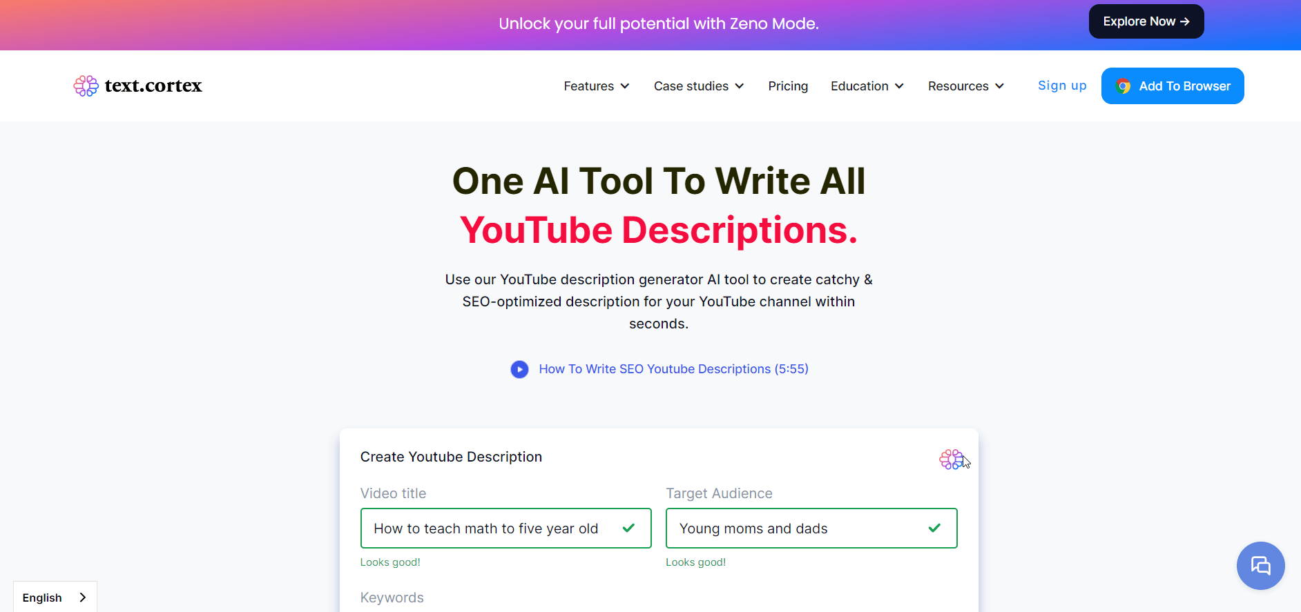 Text.cortex- generator de descriere video YouTube