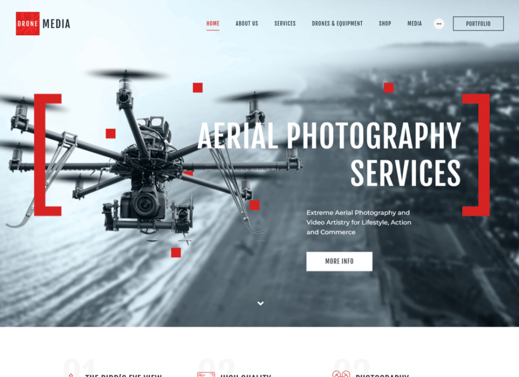 Drone Media – WordPress-Theme für Luftbildfotografie und Videografie