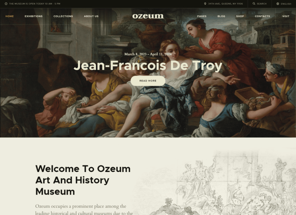 Ozeum - ธีม WordPress ของ Modern Art Gallery และ Creative Online Museum