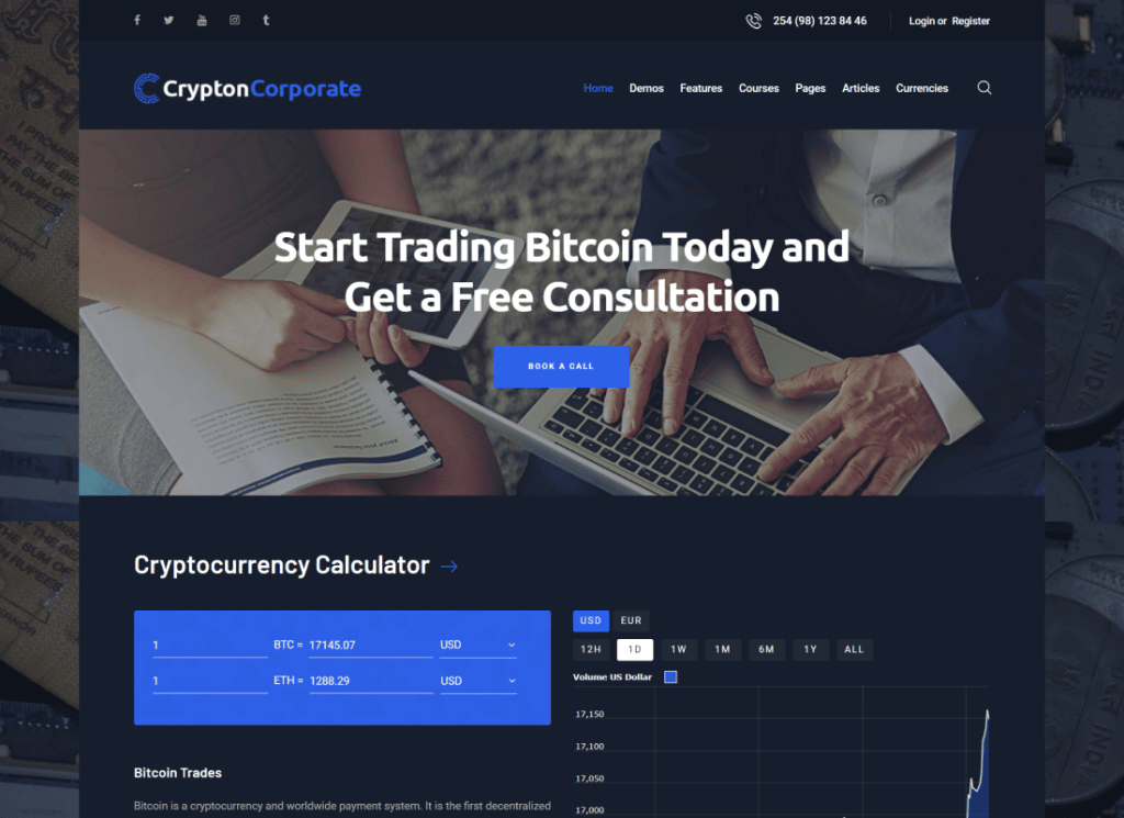 Crypton - ธีม Cryptocurrency อเนกประสงค์และ ICO WordPress