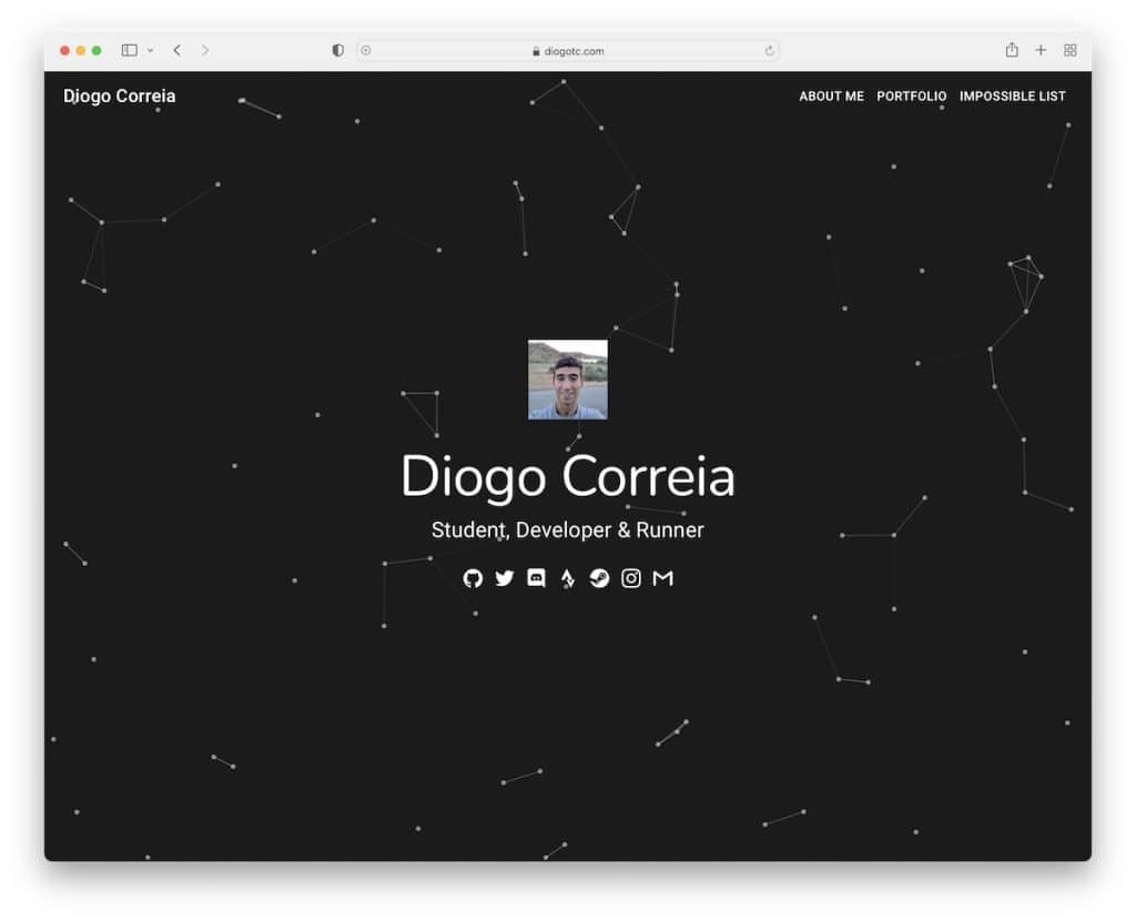 diogo correia Lebenslauf-Website