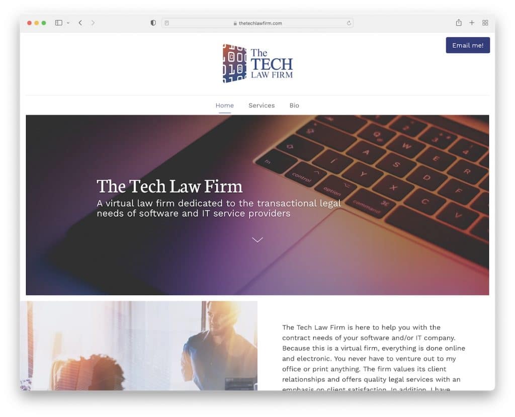 el sitio web de la firma de abogados de tecnología