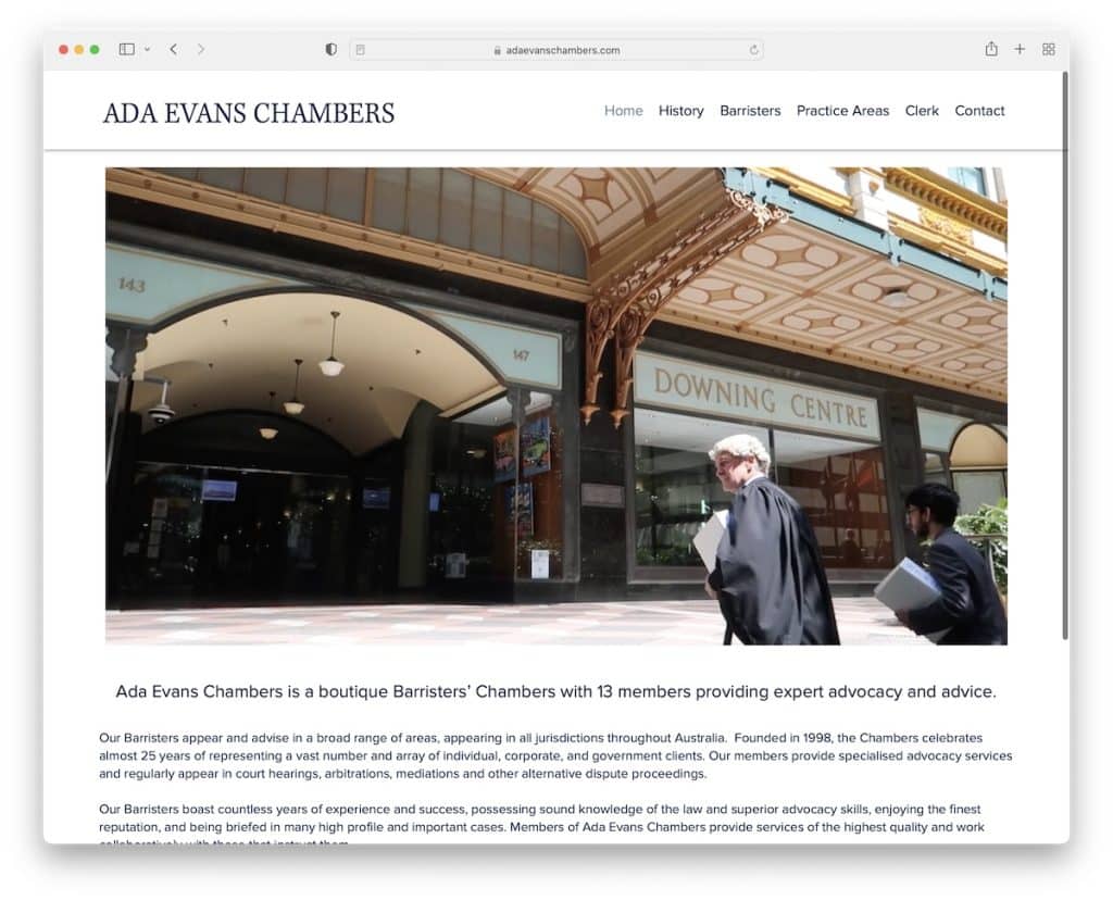 เว็บไซต์ทนายความของ ada evans Chamber