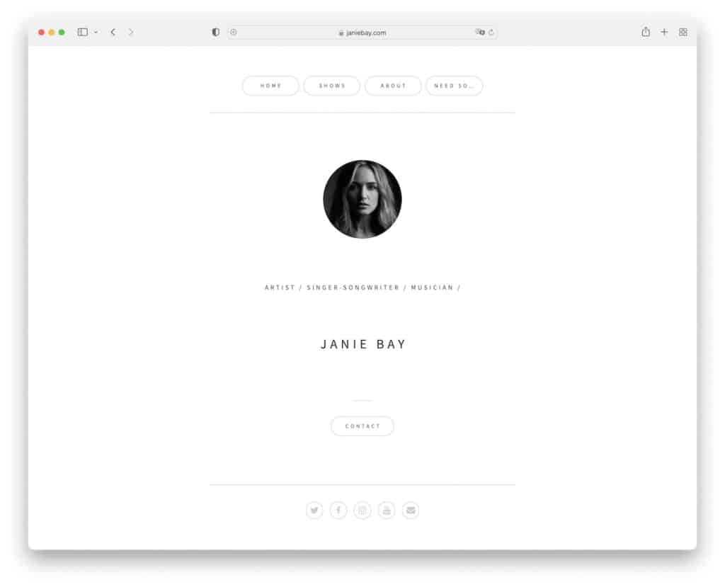 Site Web du musicien de janie bay