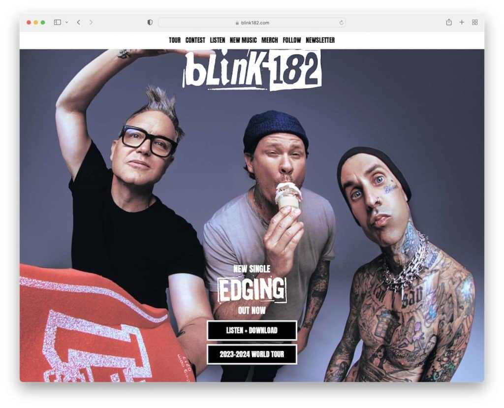 веб-сайт музыканта blink 182