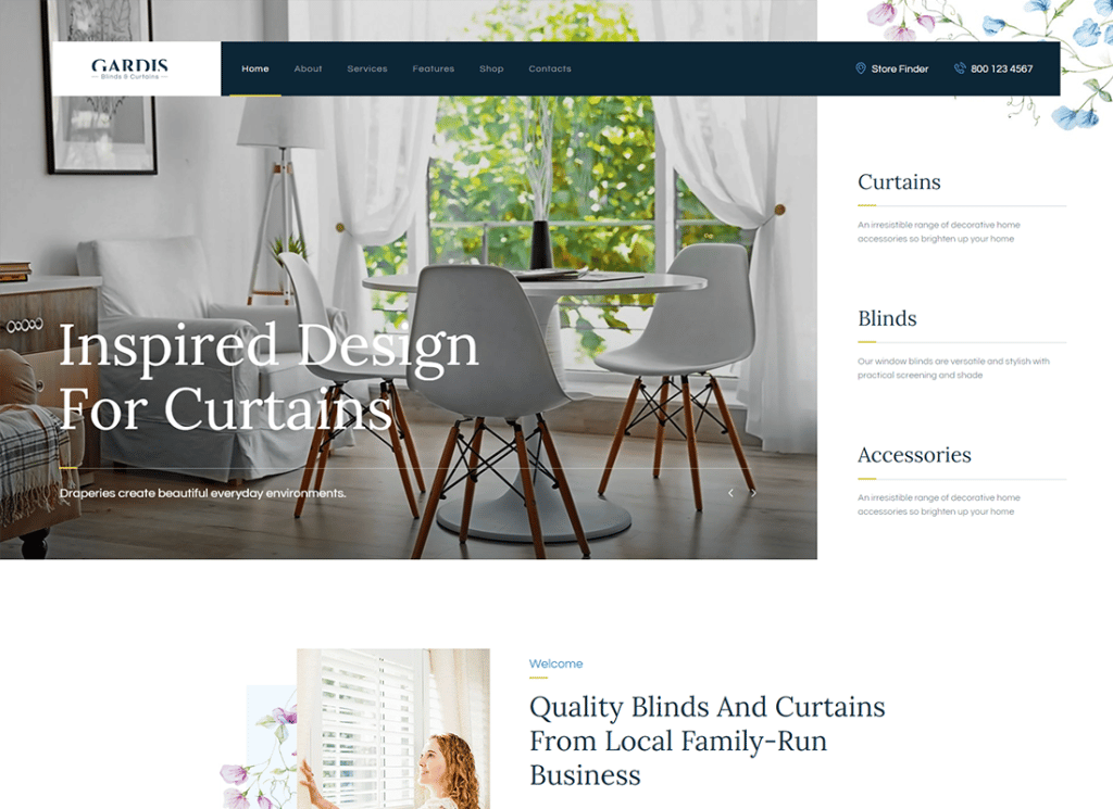 Garde | Jalousien und Vorhänge Studio & Shop WordPress Theme