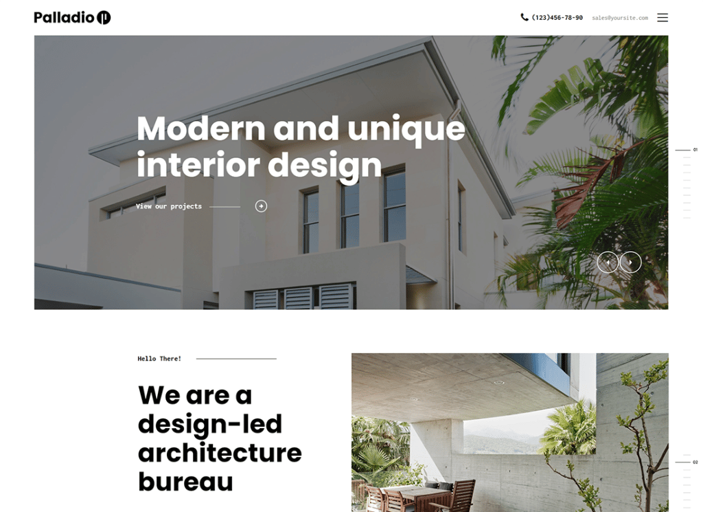 Palladio | Innenarchitektur & Architektur Bau WordPress Theme