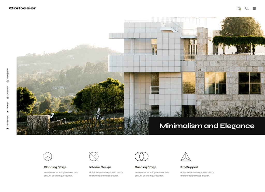 คอร์เบซิเยร์ | ธีม WordPress ของสถาปัตยกรรมสมัยใหม่และการออกแบบภายใน