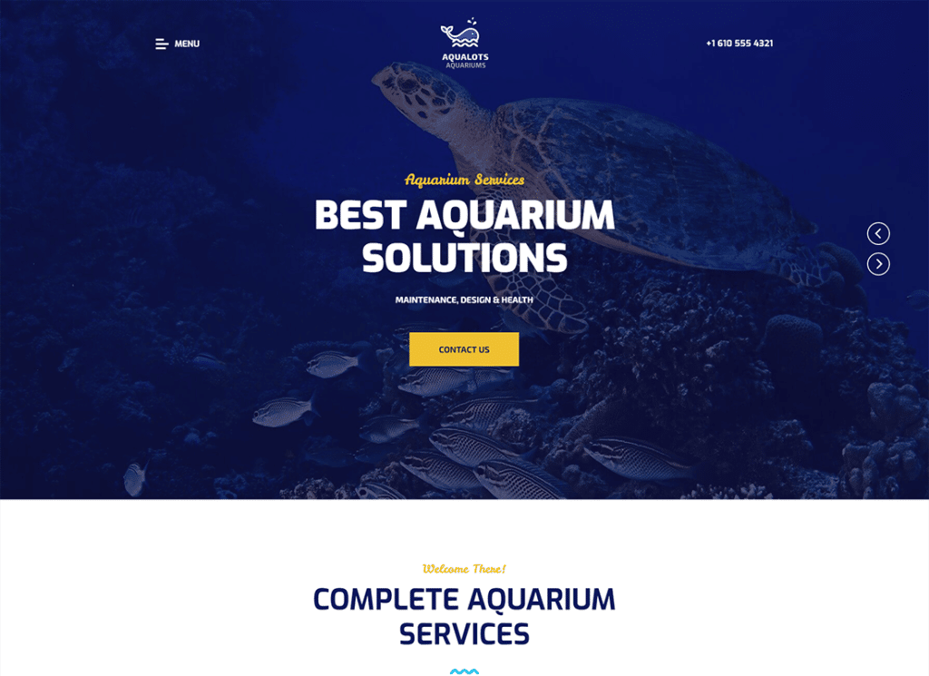 Aqualots | Tema de WordPress para servicios de instalación y mantenimiento de acuarios