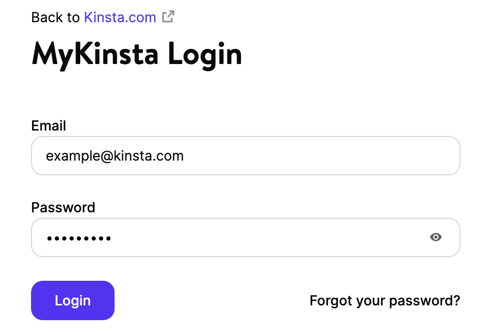 Halaman Masuk MyKinsta