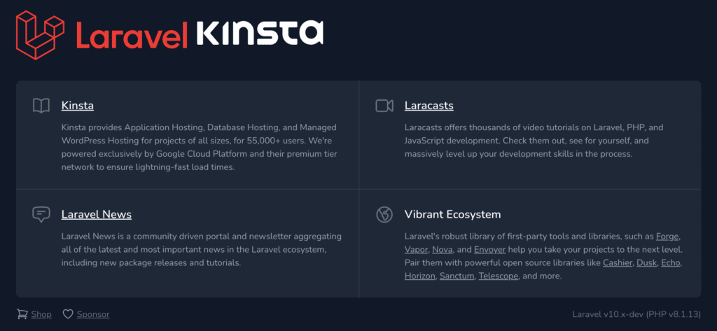 Beranda aplikasi Laravel 10