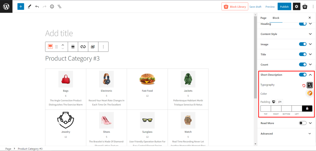ProductX WooCommerce 產品類別 #3:創建和自定義指南 13 Short Description Settings PC#3
