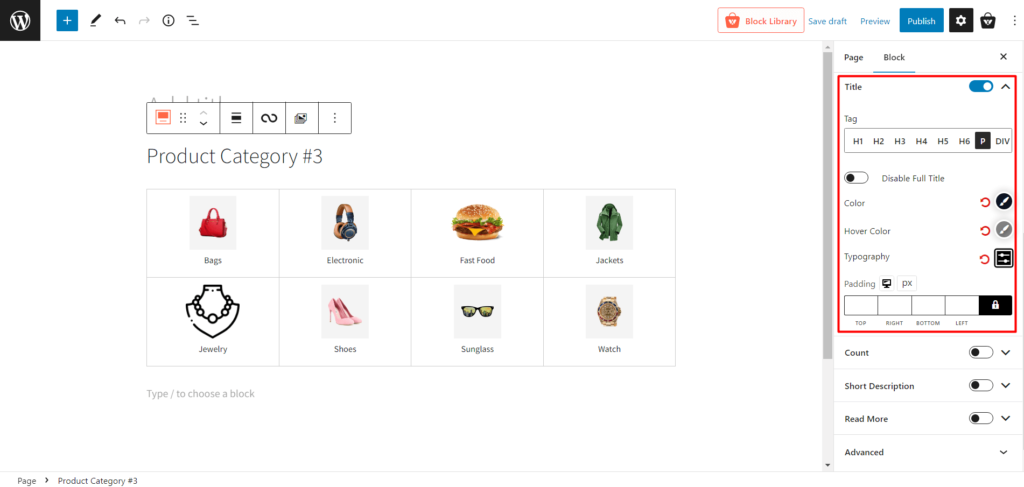 ProductX WooCommerce 產品類別 #3:創建和自定義指南 11 Title Settings PC#3