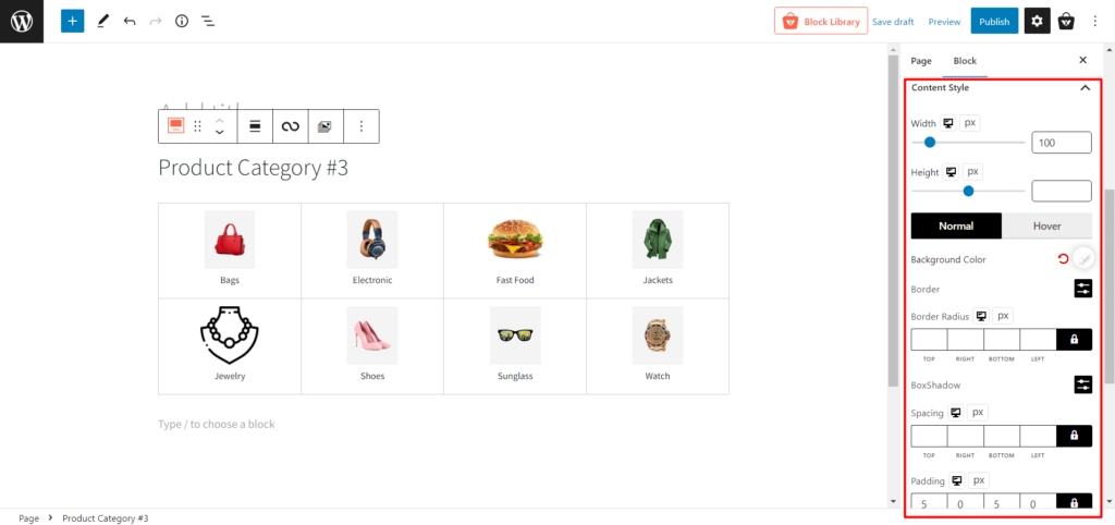 ProductX WooCommerce 產品類別 #3:創建和自定義指南 9 Content Style Settings PC#3