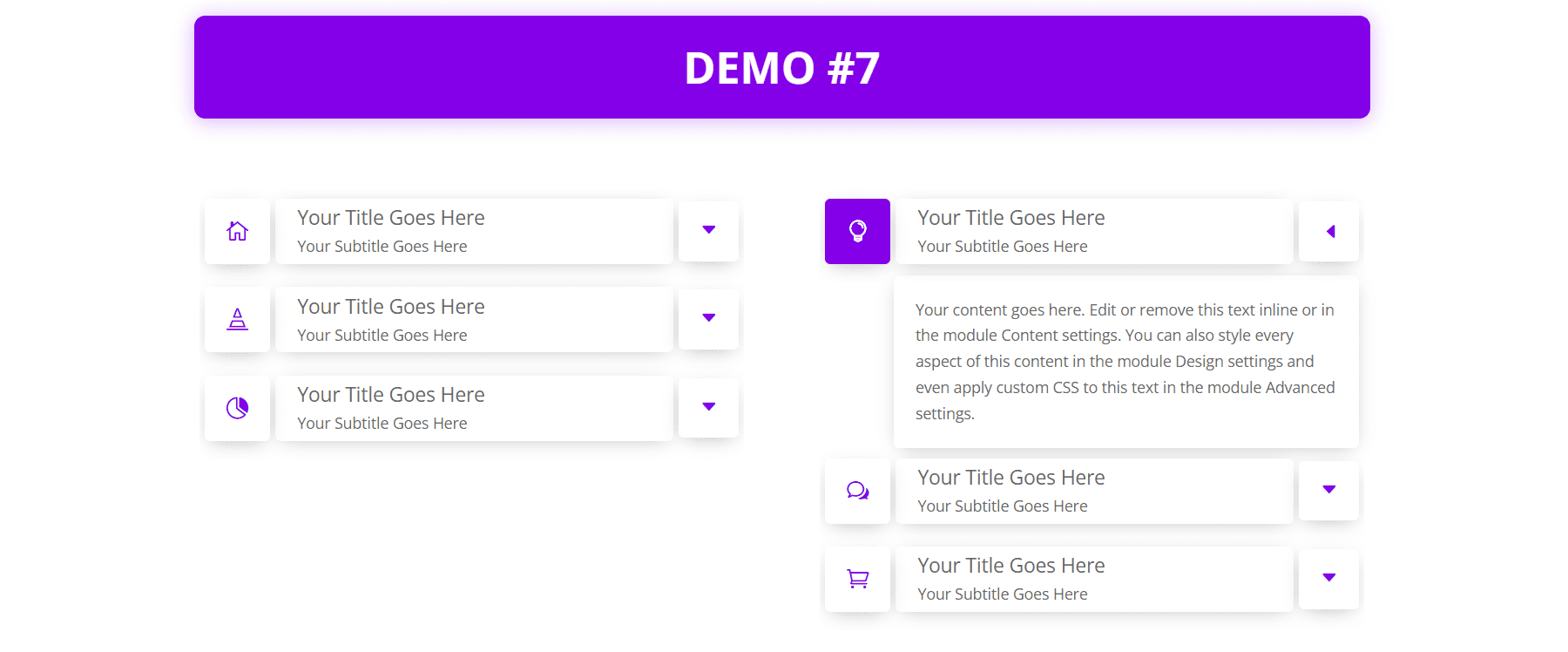 Divi Accordions Plus Demoları