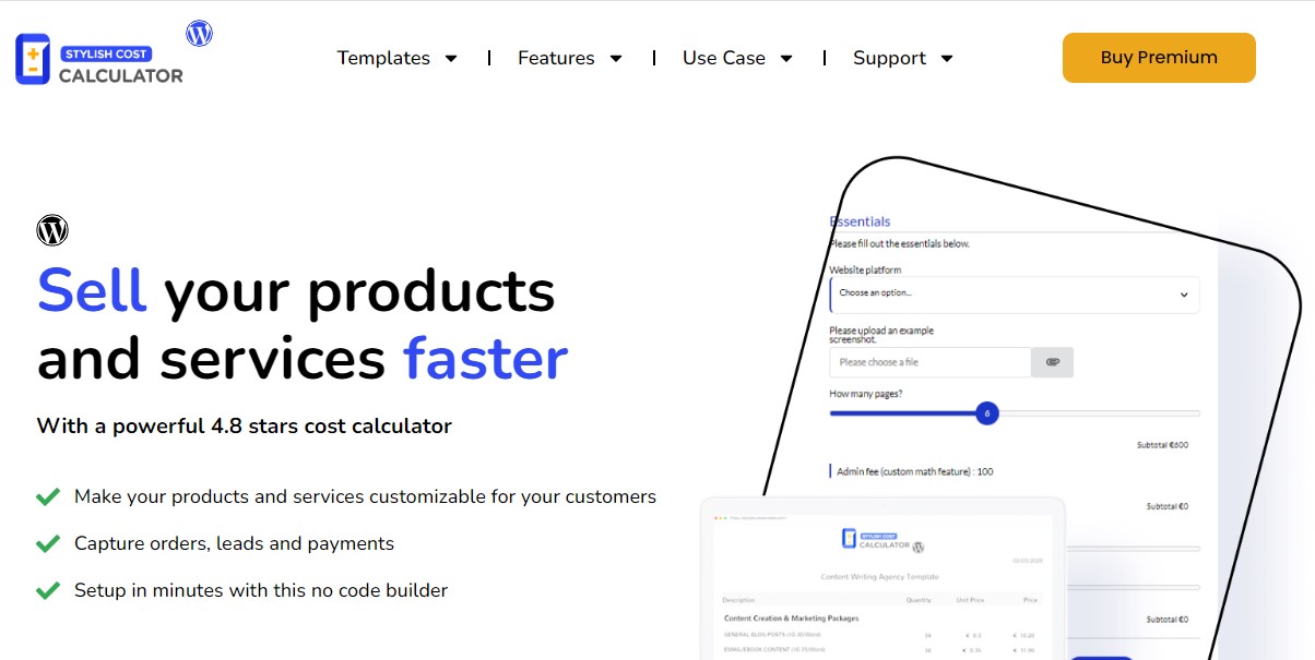 Calculator de cost elegant