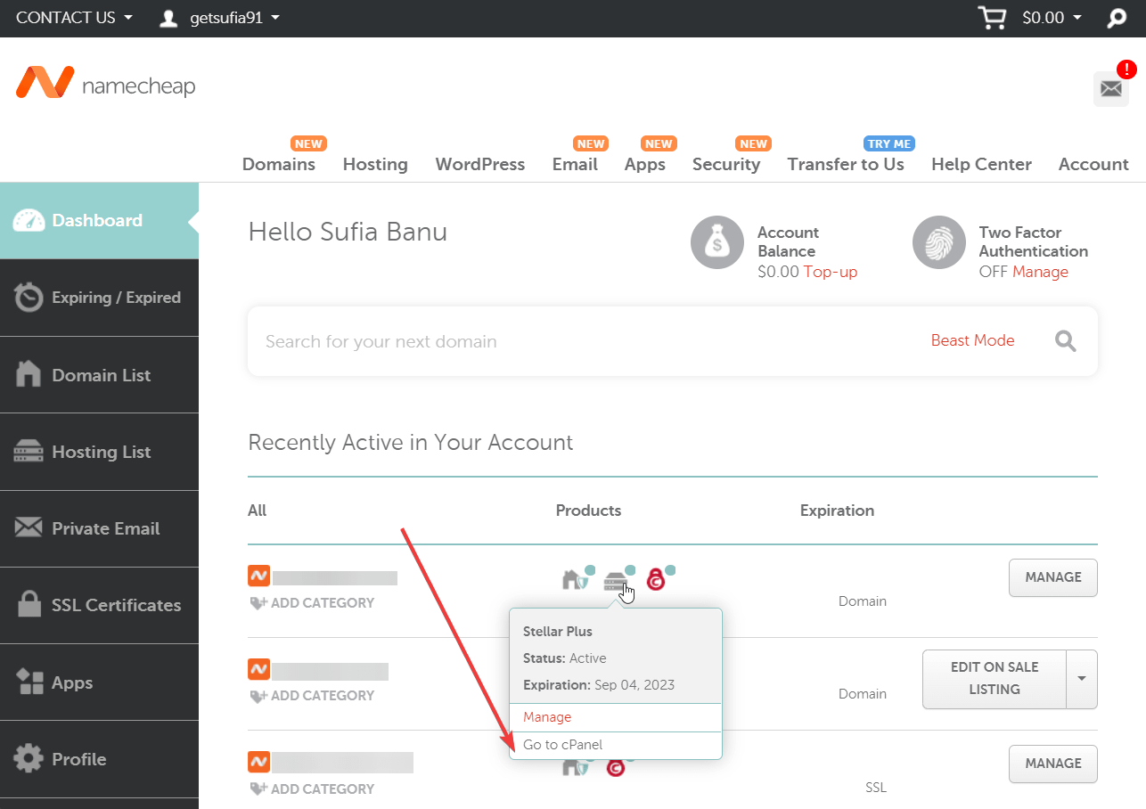 เข้าถึง cPanel เพื่อแก้ไขข้อผิดพลาด WordPress ของโฟลเดอร์ชั่วคราวที่ขาดหายไป