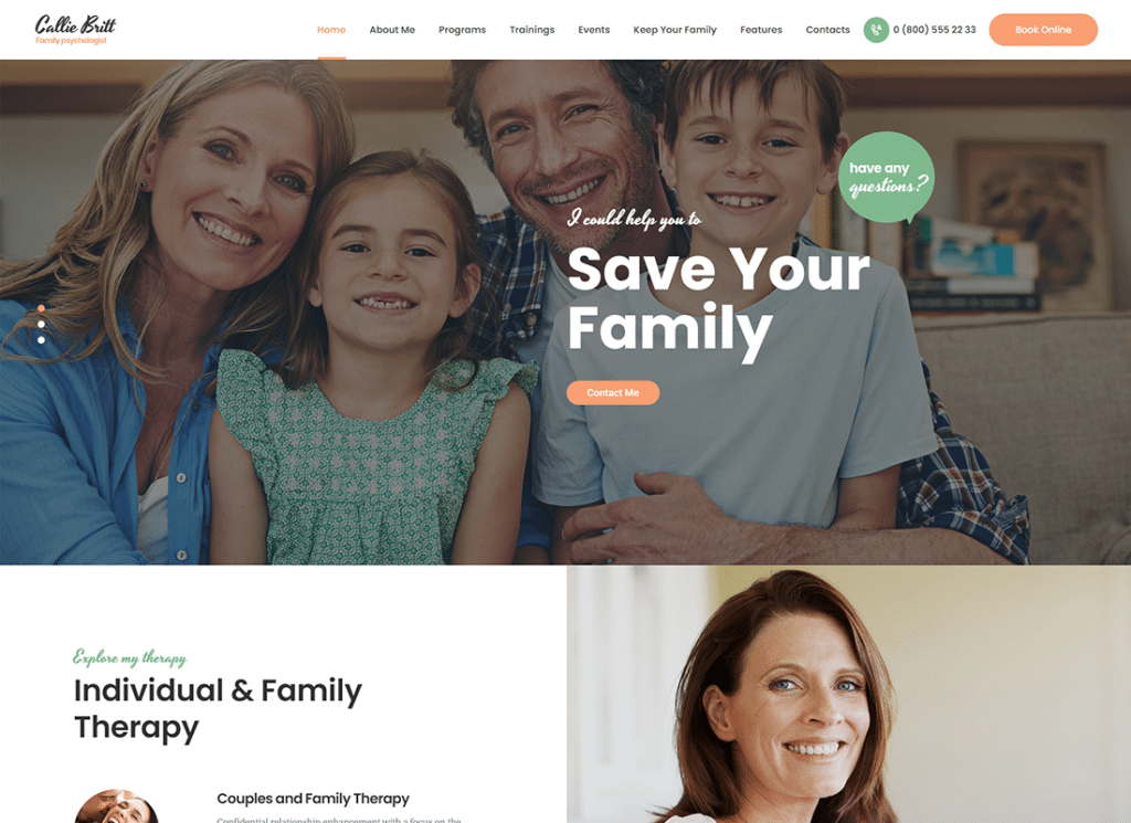 Callie Britt | WordPress-Theme für Familienberatungspsychologie