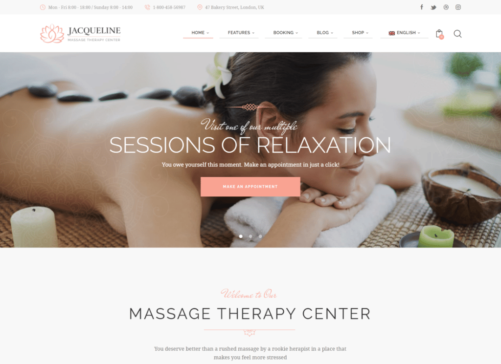 Jaqueline | Spa e salão de massagens Tema WordPress de beleza + Elementor