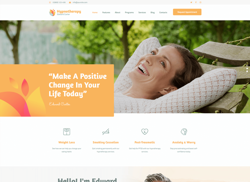 Hipnoterapia i terapia psychologiczna Motyw WordPress