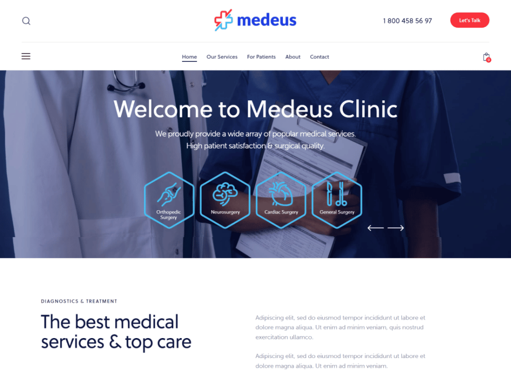 Medeusz | Medyczny uniwersalny motyw WordPress dla lekarzy