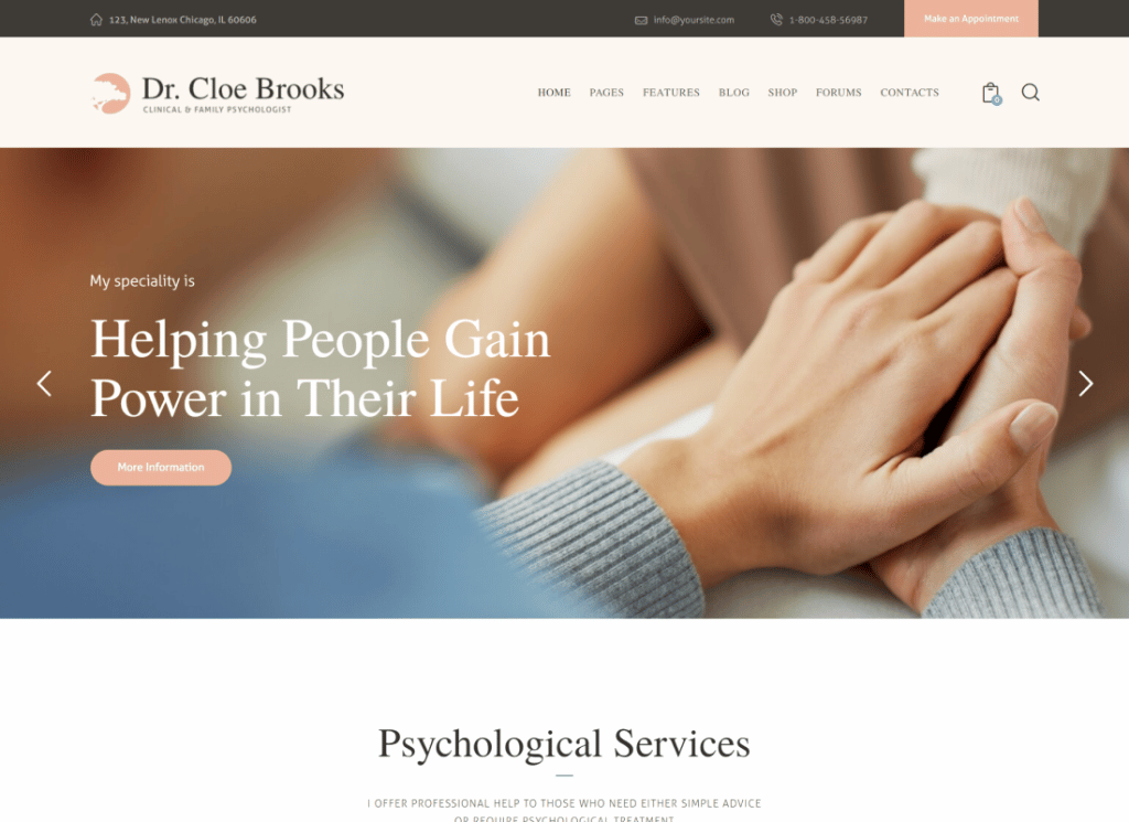 クロエ・ブルックス |心理学、カウンセリング、医療の WordPress テーマ