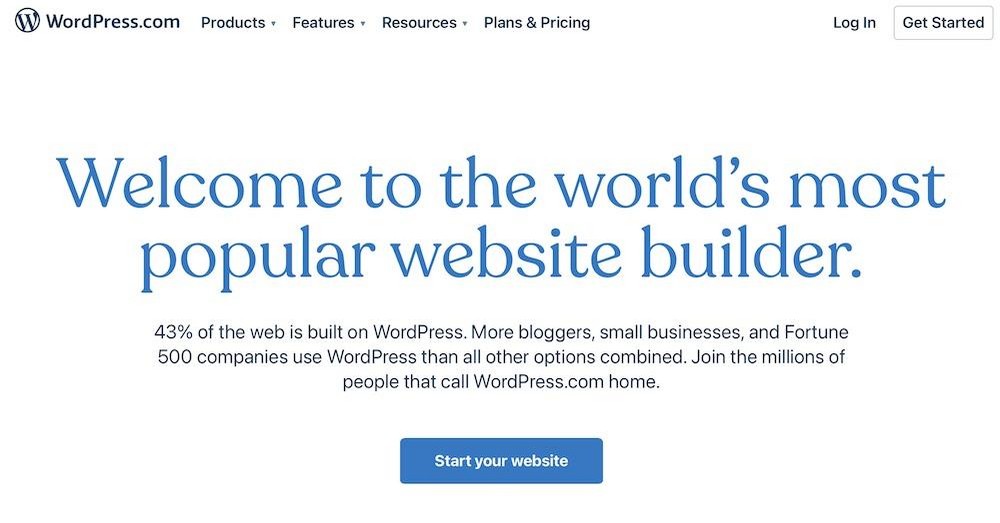 صفحة WordPress.com الرئيسية