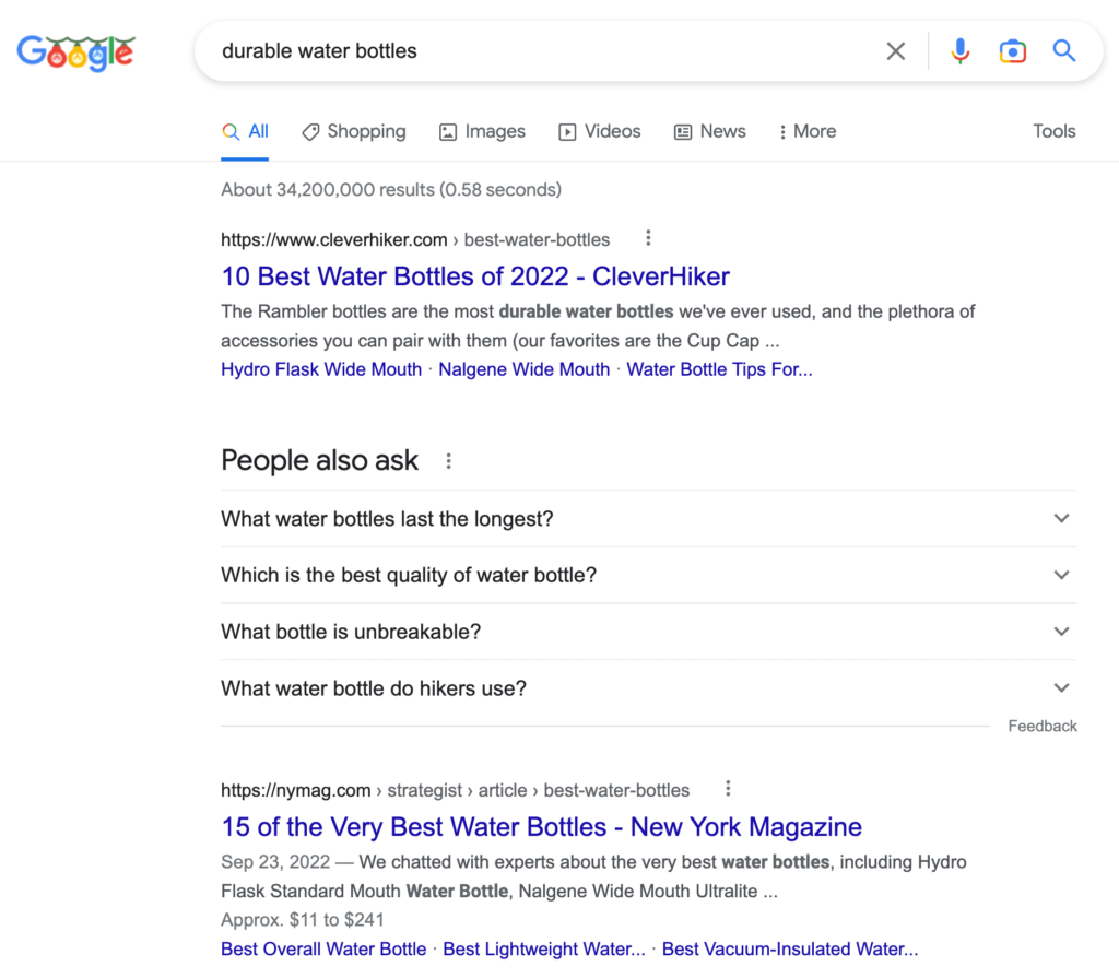 Google organik arama sonuçları