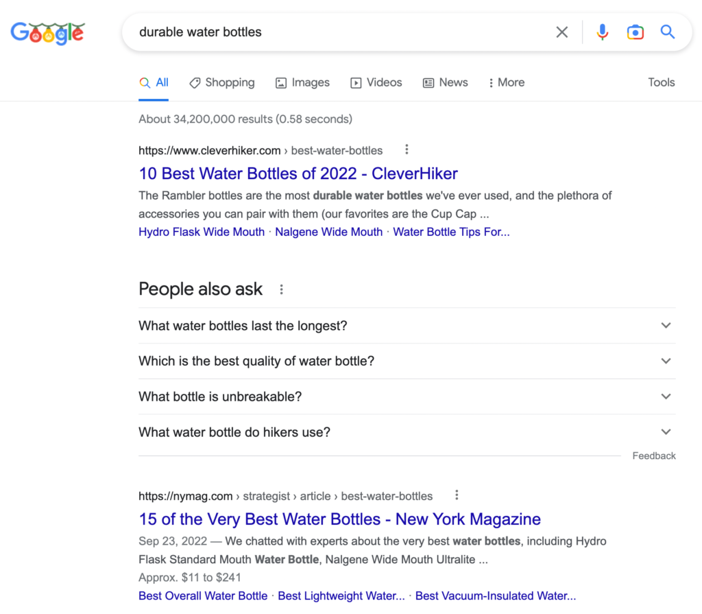 Google 자연 검색 결과