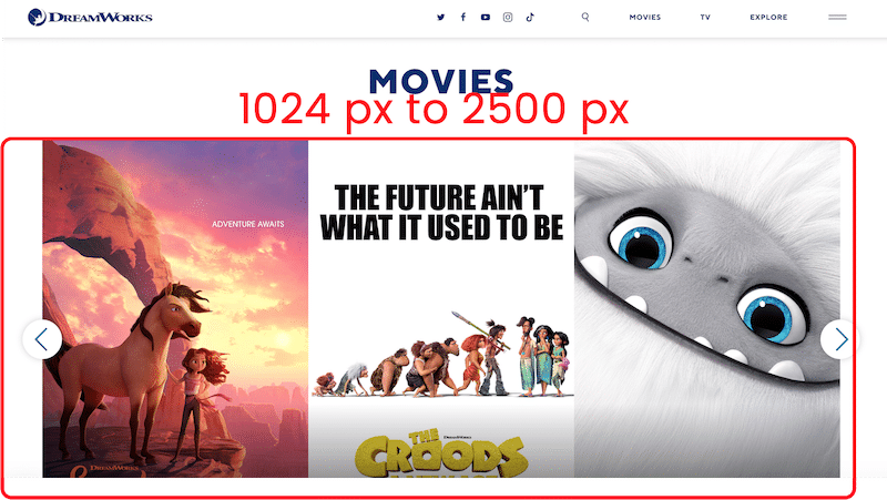 Diaporama du site Web pour présenter les films en cours - Source : Dreamworks