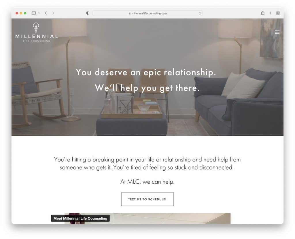 Millennial Life Counseling Therapeut Website