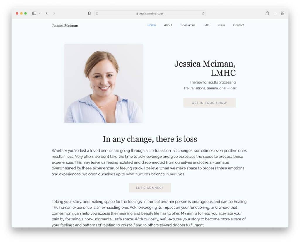 Website der Therapeutin Jessica Meiman