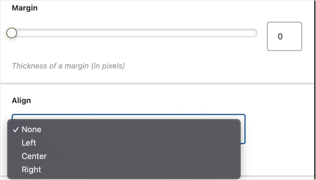 Définir la marge et l'alignement du widget