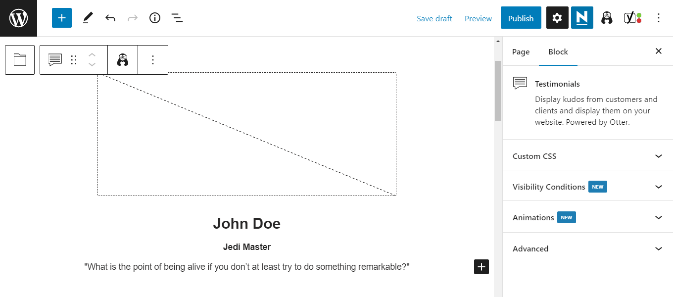 Adicionando o Bloco de Depoimentos no WordPress