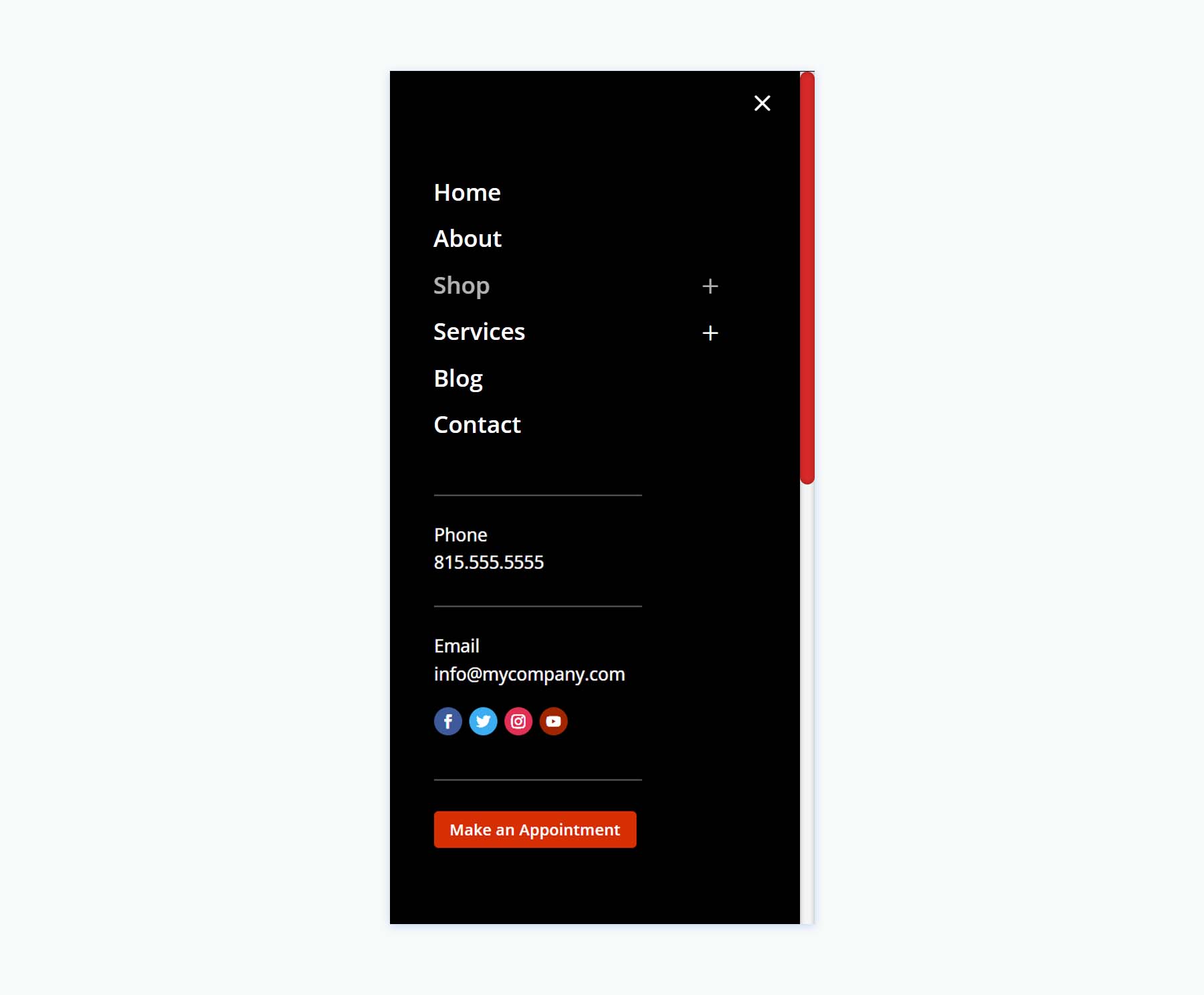 Intestazione overlay a schermo intero v3 - Mobile
