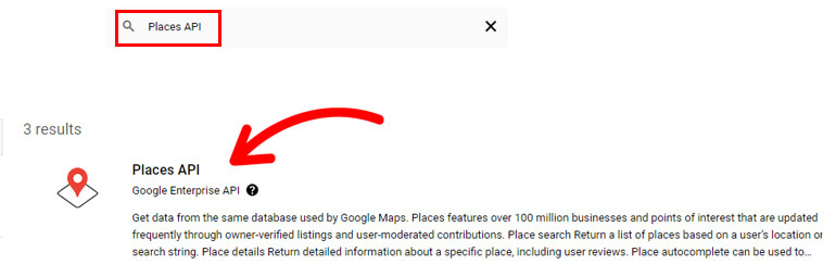 Fai clic su Places API