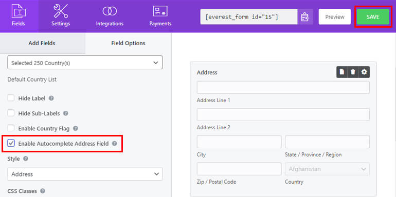 Abilita il campo WordPress di completamento automatico dell'indirizzo