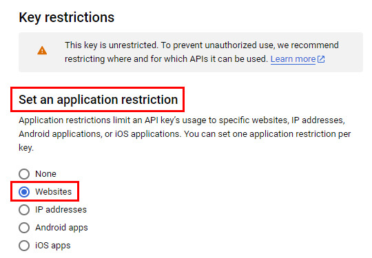 Imposta restrizione applicazione