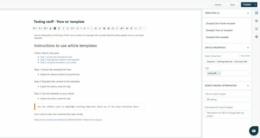 Freshdesk 지식창고 생성 인터페이스