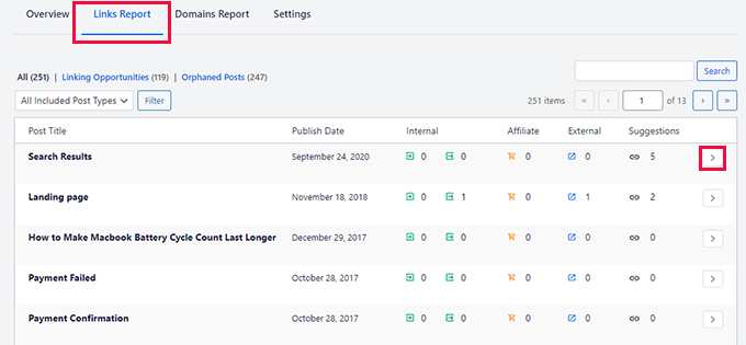 リンク レポート Links report