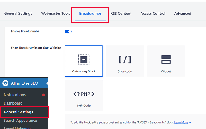 パンくずリストオールインワンSEO Breadcrumbs All in One SEO