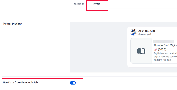 Facebookタブのデータを使用 Use data from Facebook tab
