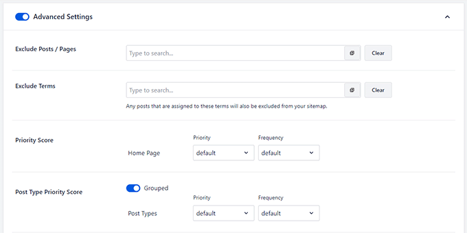 サイトマップの詳細設定 Advanced sitemap settings