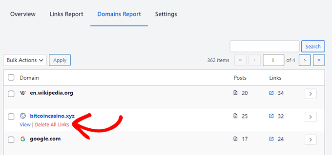 ワンクリックで悪いリンクやスパムリンクを簡単に削除 Easily remove bad or spam links with one click