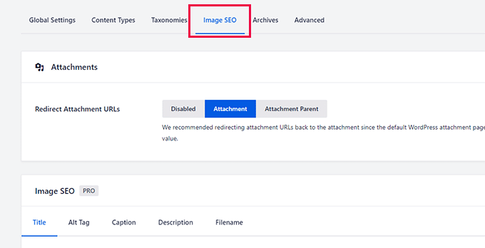 All in One SEO for WordPress の画像 SEO 設定 Image SEO settings in All in One SEO for WordPress